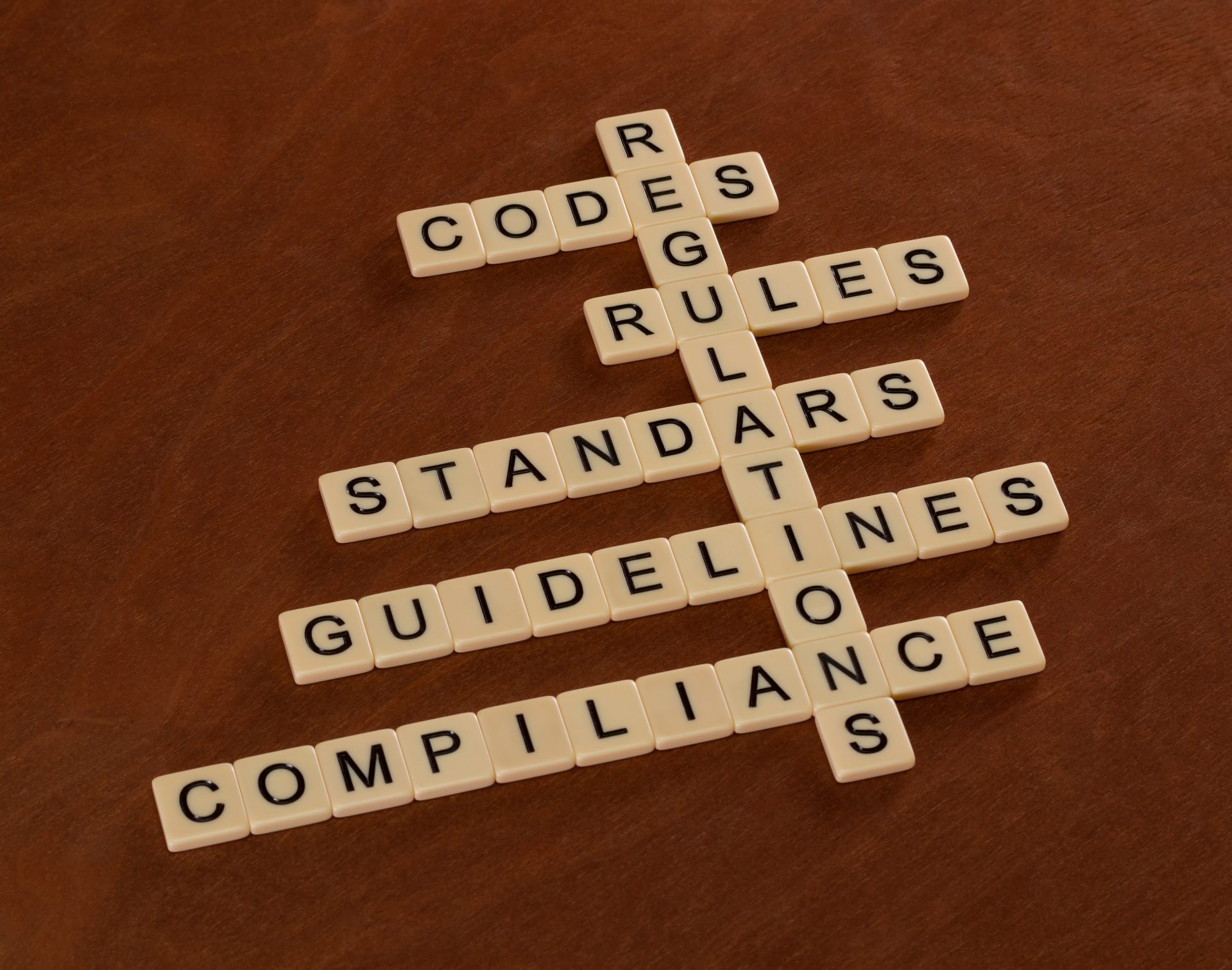 Crossword Puzzle With Words Rules Standards Regulations Codes 